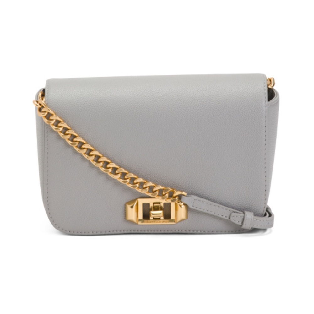 REBECCA MINKOFF Amour Leather Crossbody Bag Dove Gray NWT $228
